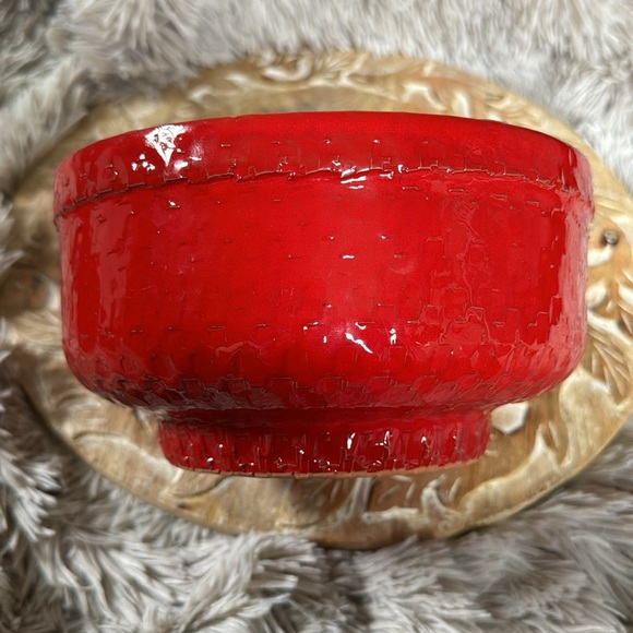VINTAGE RED HANDMADE IN ITALY POTTERY BOWL BITOSSI STYLE EUC - Picture 3 of 9